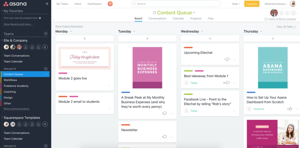 Customizable Dashboards in Asana